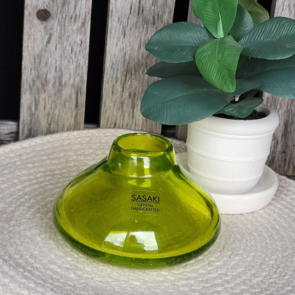 SASAKI crystal green handcrafted bud vase